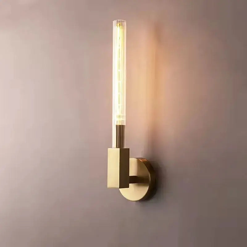 Gold Glass 2-Light Bathroom Wall Sconce