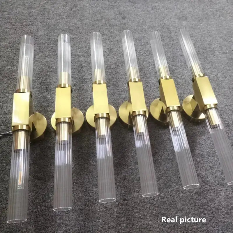 Gold Glass 2-Light Bathroom Wall Sconce