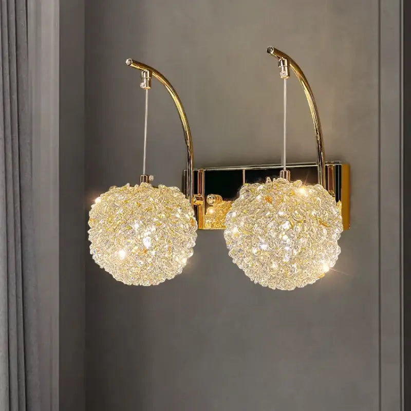 Gold Crystal Wall Light for Bedrooms and Stairs