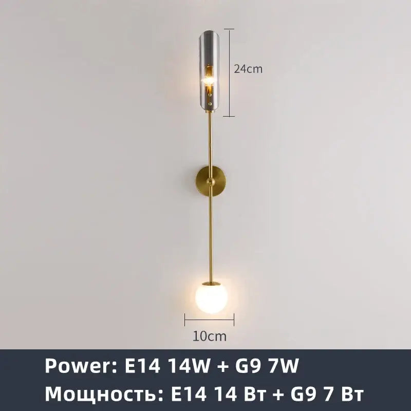 Gold Frosted Globe Wall Sconce for Bedrooms