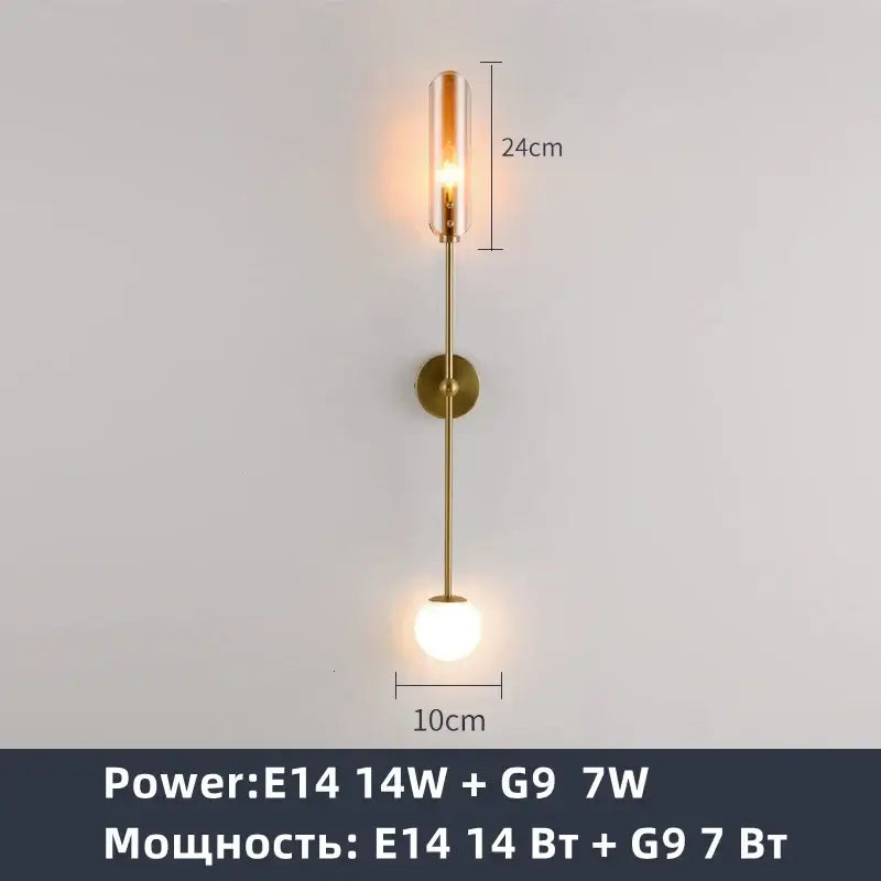 Gold Frosted Globe Wall Sconce for Bedrooms