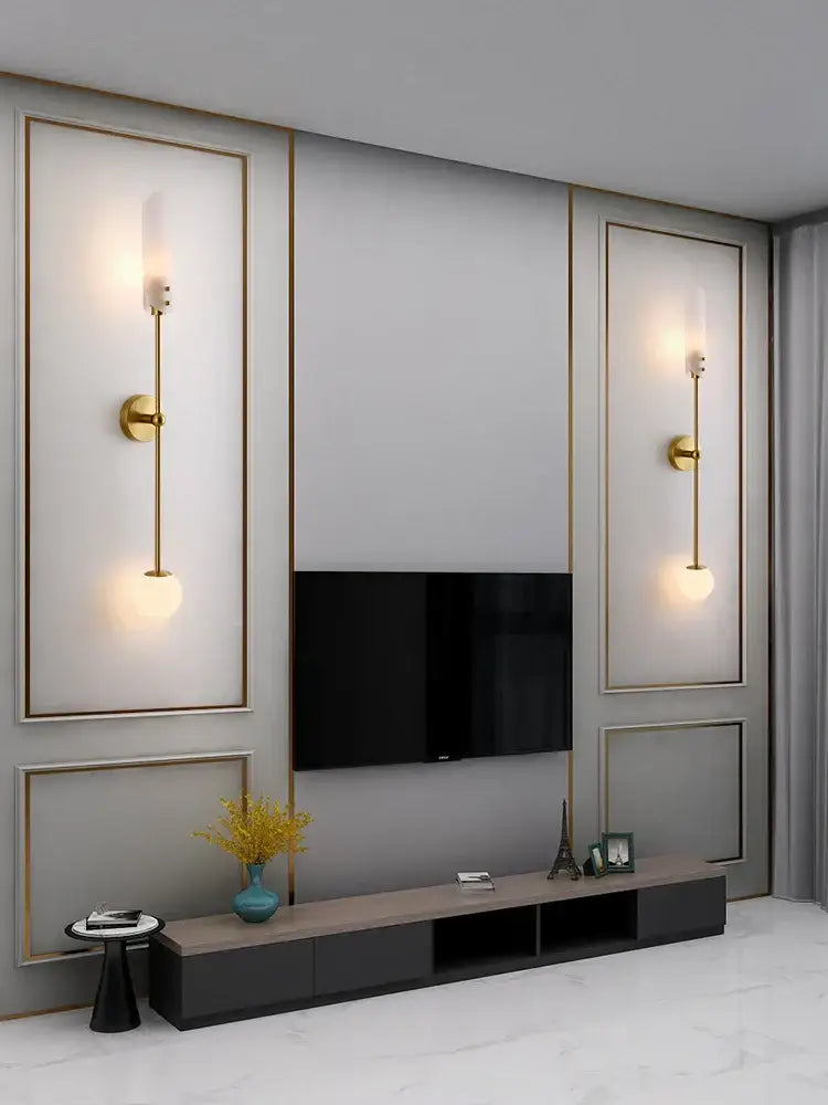 Gold Frosted Globe Wall Sconce for Bedrooms