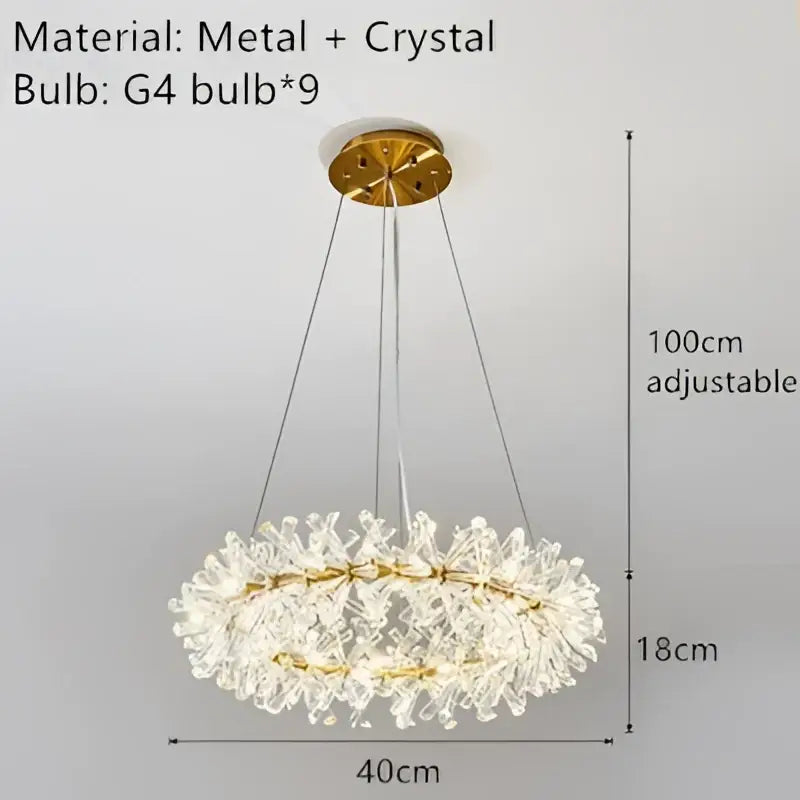 Gold Crystal Wire Dining Chandelier Light