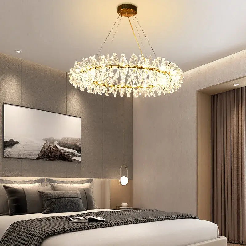 Gold Crystal Wire Dining Chandelier Light