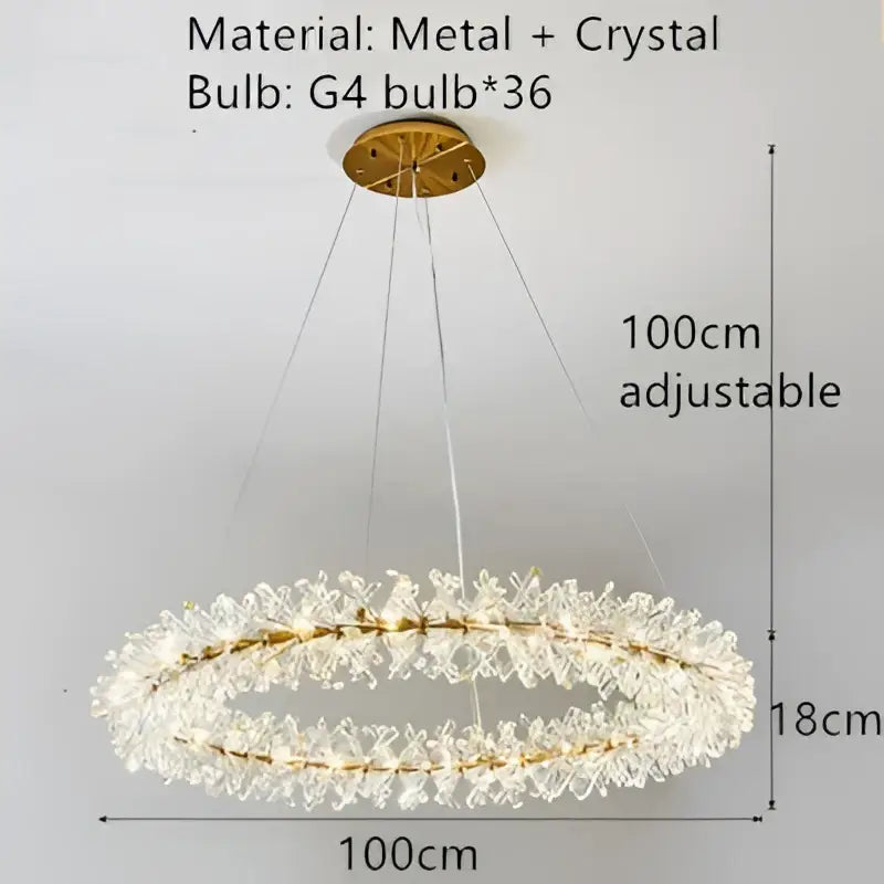 Gold Crystal Wire Dining Chandelier Light