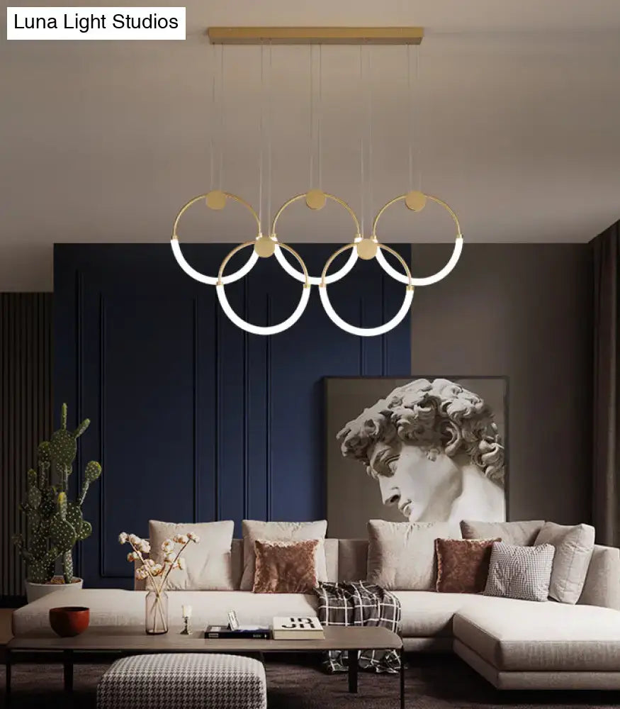 Gold Ring Acrylic Living Room Pendant Light