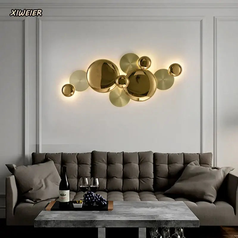 Art Deco Gold Spherical Wall Sconce 193cm
