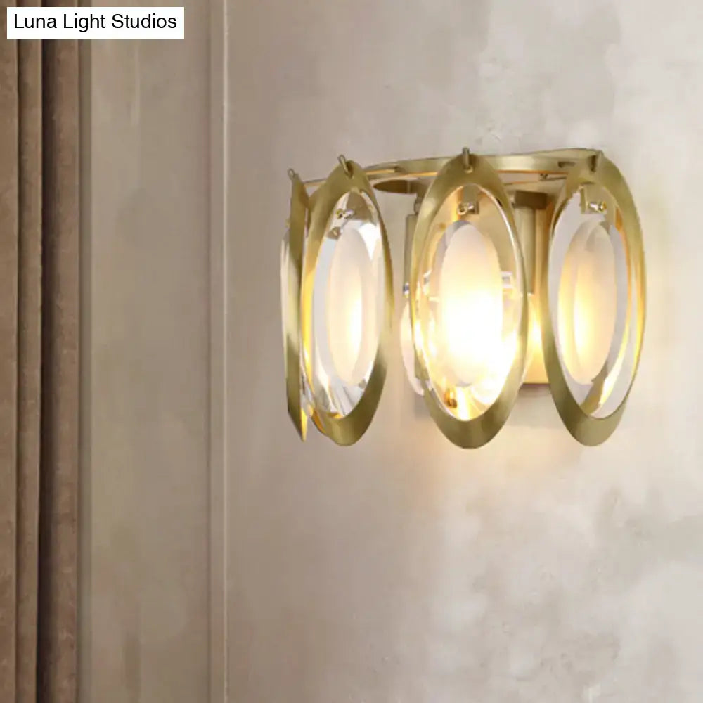 Gold Glass Wall Sconce Two-Light Cut Crystal