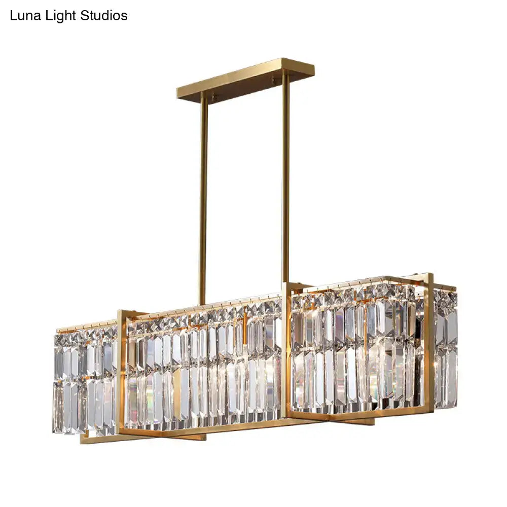 Gold Prismatic Crystal Five-Bulb Island Light