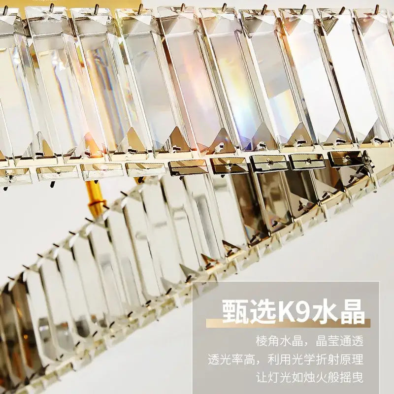 Gold Crystal Ceiling Chandelier with Dimmable LED