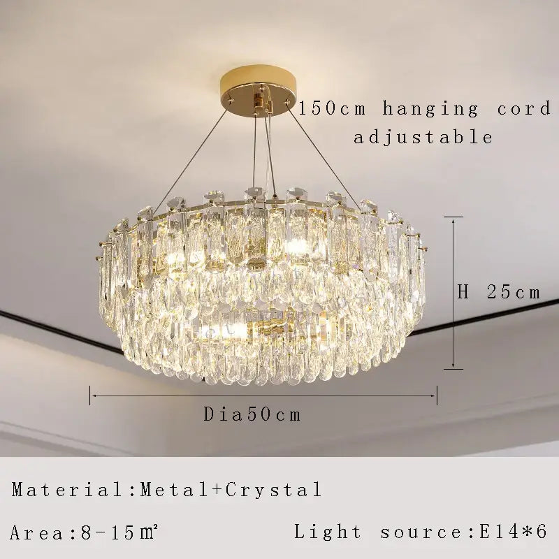 Gold Crystal 85cm Pendant Chandelier