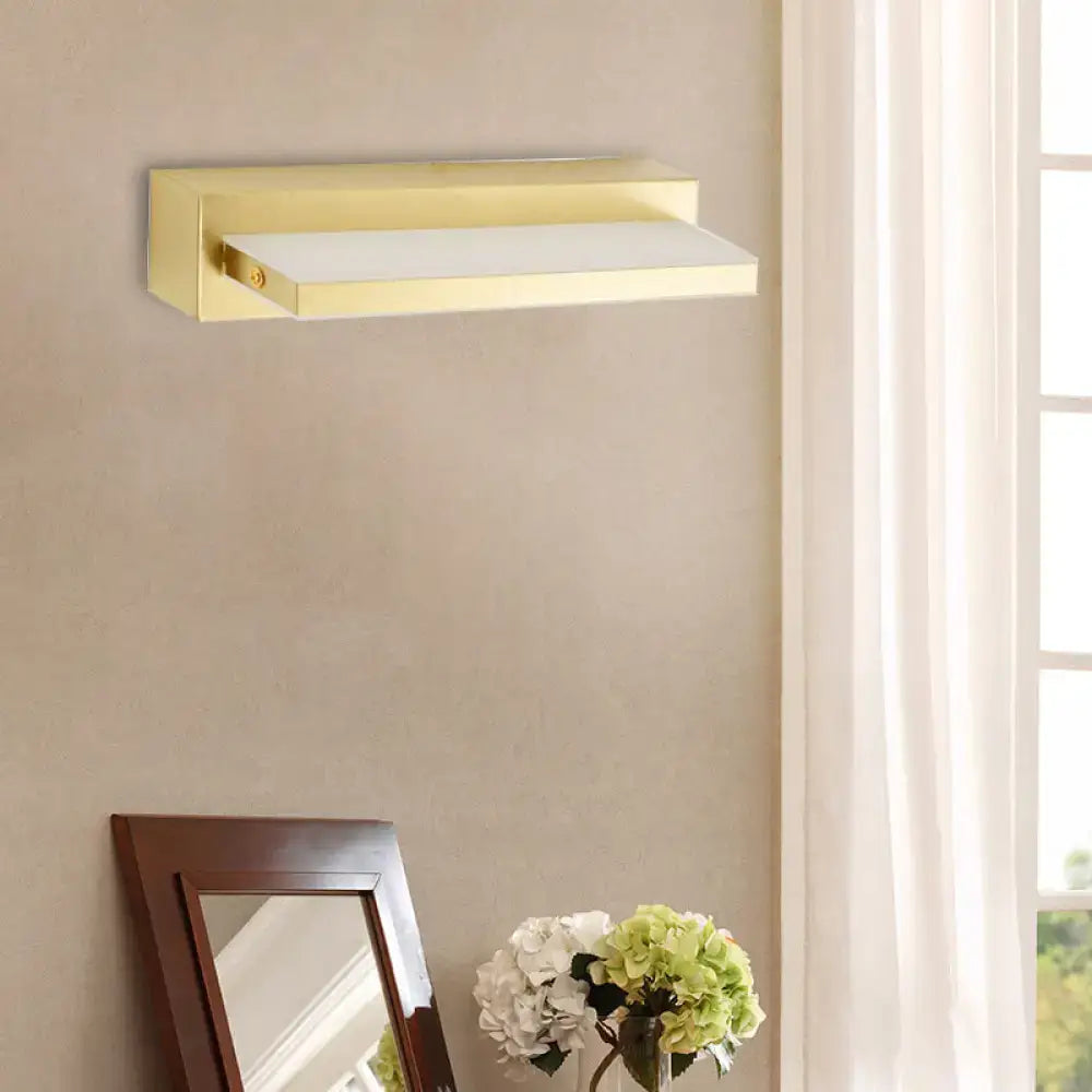 Gold LED Wall Sconce Rectangular Acrylic Shade