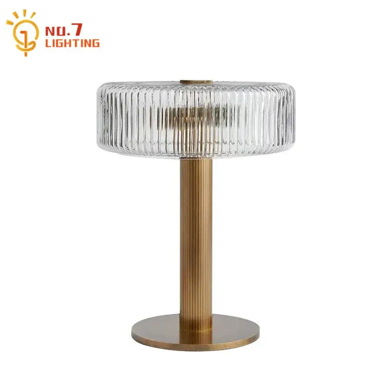Gold Ribbed Glass Table Lamp