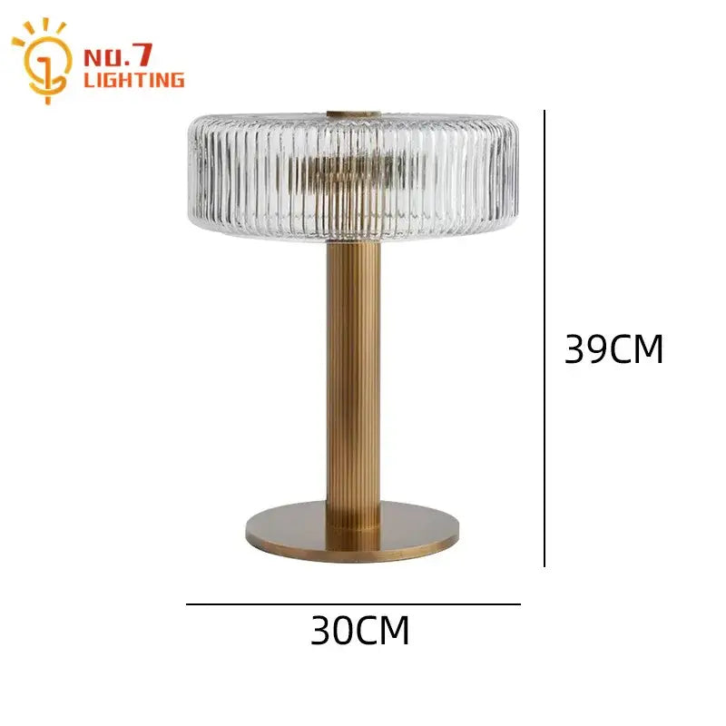 Gold Ribbed Glass Table Lamp