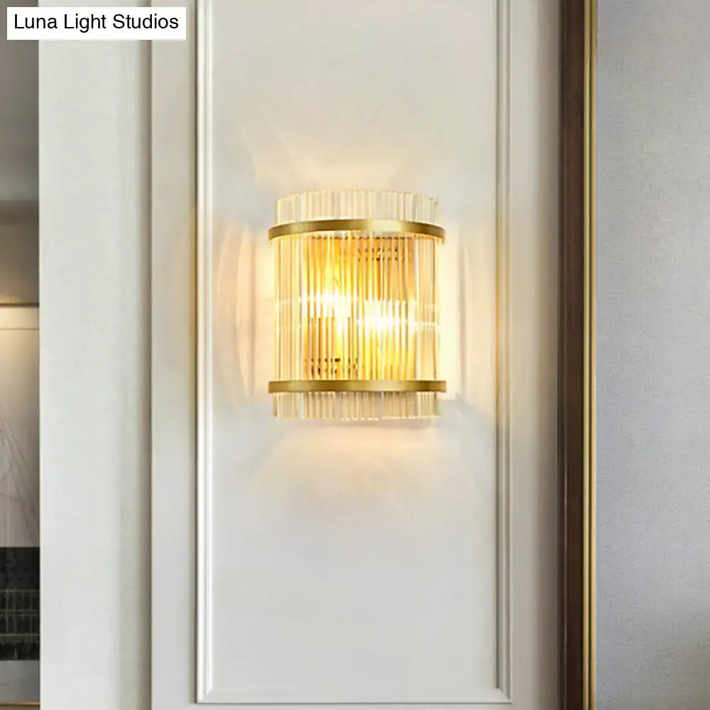 Gold Ribbed Glass Wall Sconce