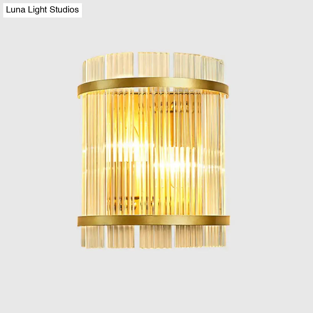 Gold Ribbed Glass Wall Sconce