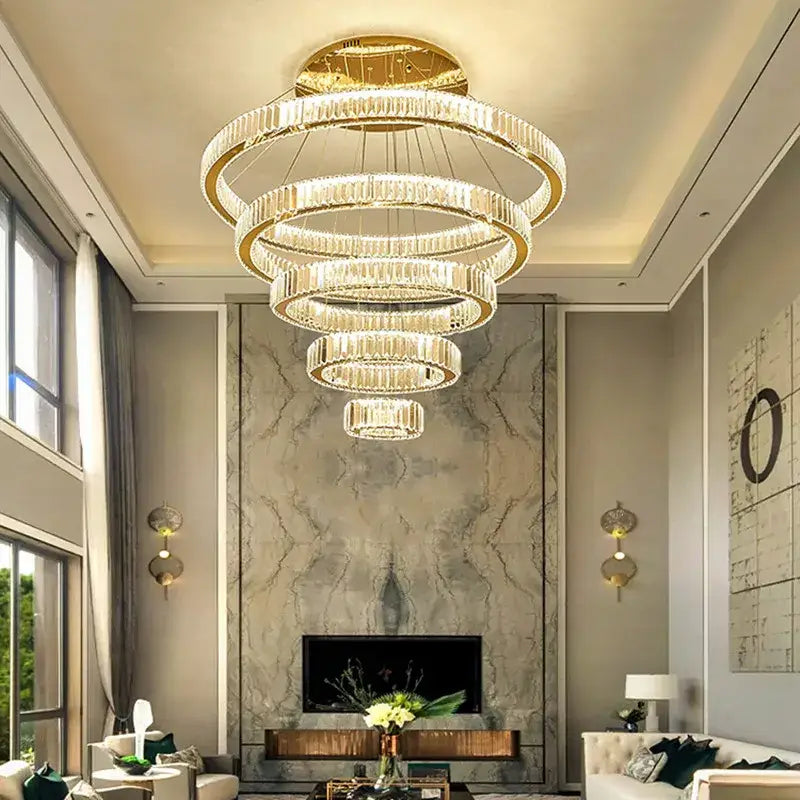 Gold LED Ring Chandelier Gold or Chrome Body