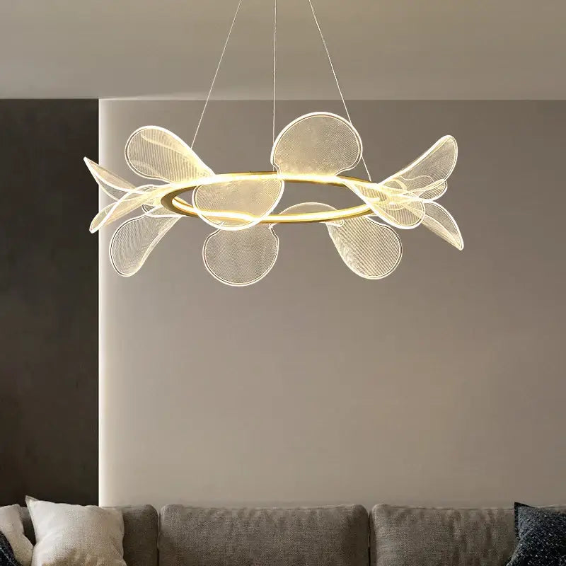 Gold Leaf Cluster Pendant Light Dimmable