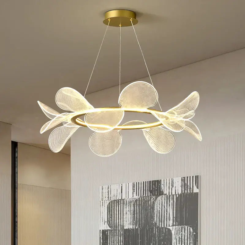 Gold Leaf Cluster Pendant Light Dimmable