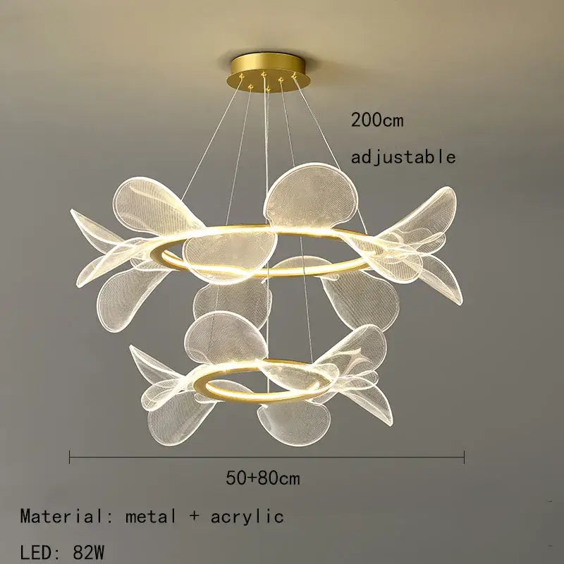 Gold Leaf Cluster Pendant Light Dimmable