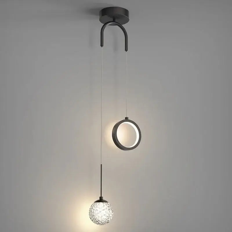 Gold Crystal Ring Pendant with 3-Color Light