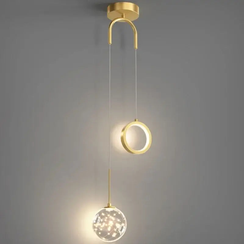 Gold Crystal Ring Pendant with 3-Color Light