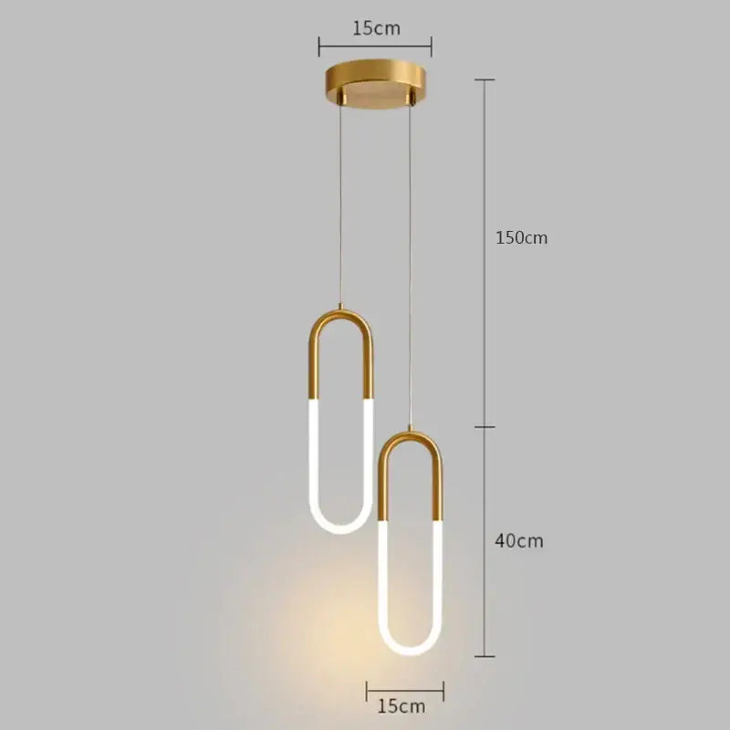 Gold Ring LED Pendant 2-Head Minimalist Design