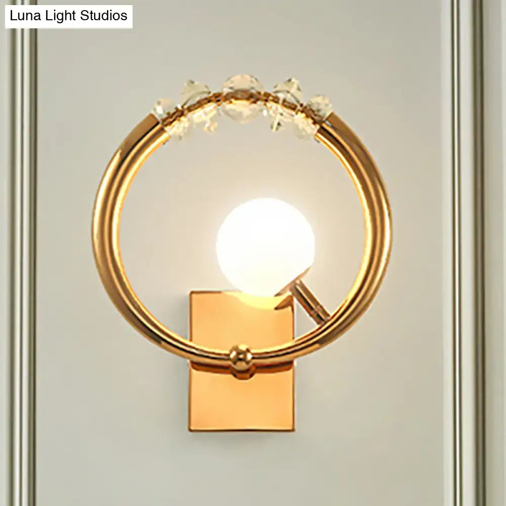 Gold Crystal Wall Sconce Metal Base LED