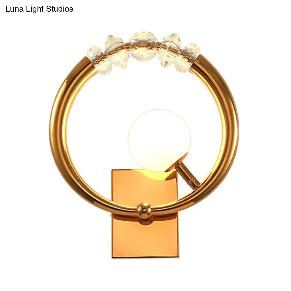 Gold Crystal Wall Sconce Metal Base LED