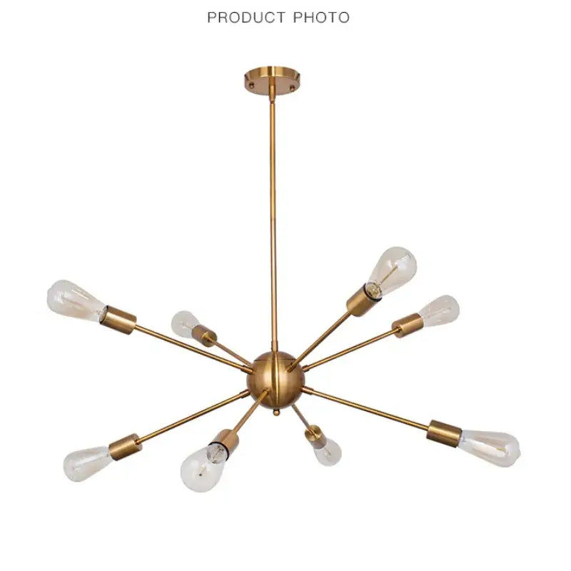 Gold Starburst Chandelier 18-Head Satellite Design