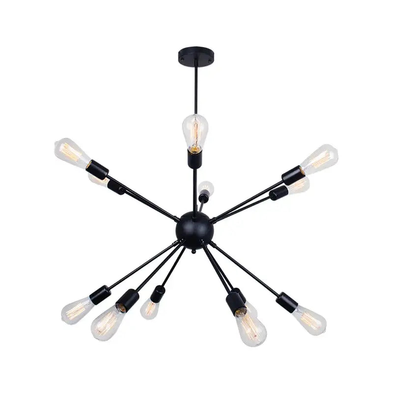 Gold Starburst Chandelier 18-Head Satellite Design