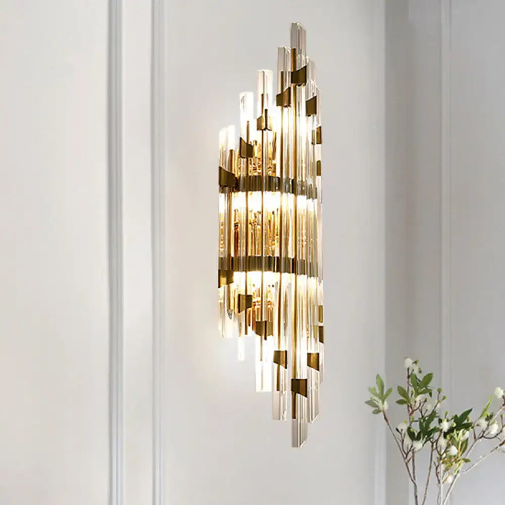 Gold Crystal Three-Light Rod Sconce