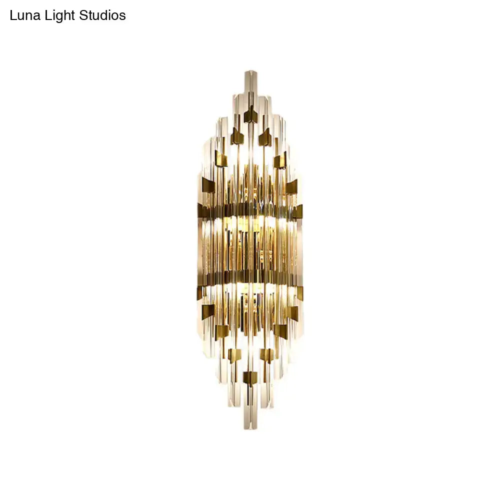 Gold Crystal Three-Light Rod Sconce