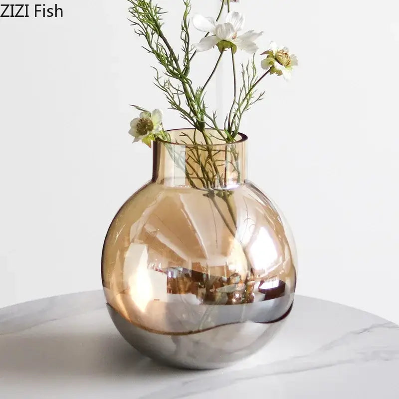 Amber Glass Modern Vase