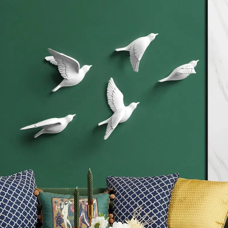 Gold Silver Bird Wall Art