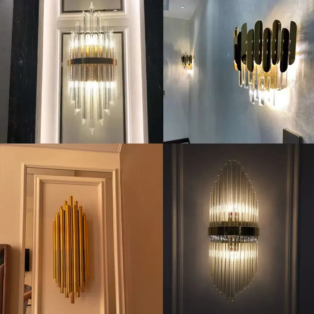 Crystal Gold Wall Lamp with LED Technology
