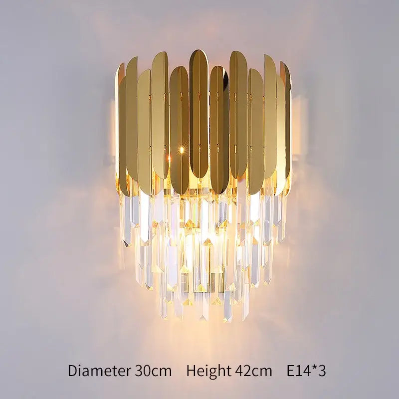Crystal Gold Wall Lamp with LED Technology