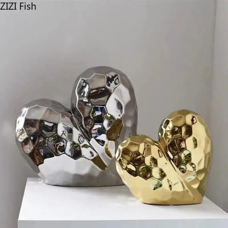 Gold Faceted Ceramic Statue