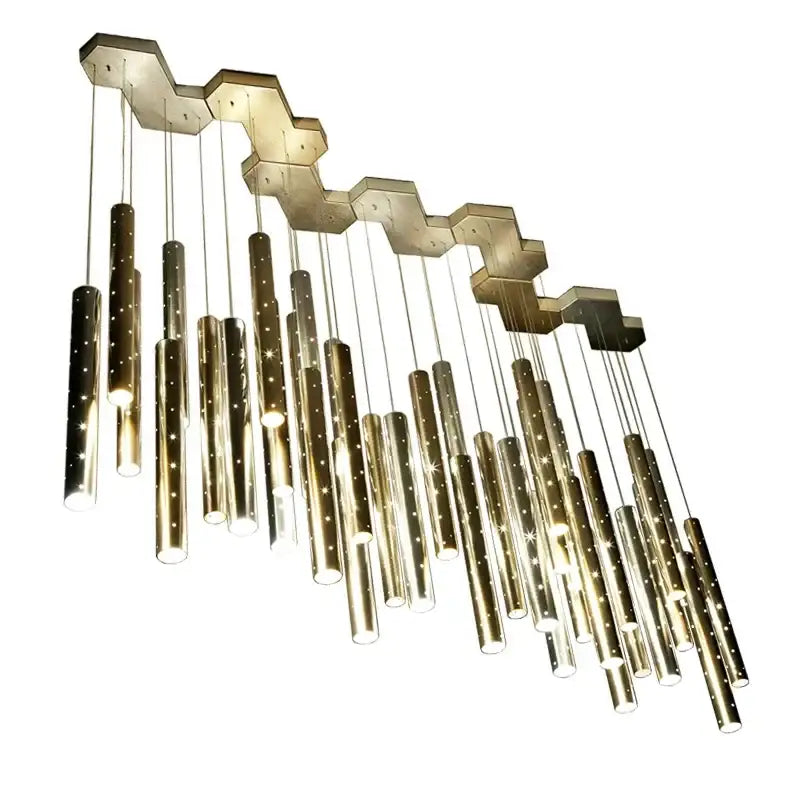 Gold LED Pendant Chandelier 30-Tube Design