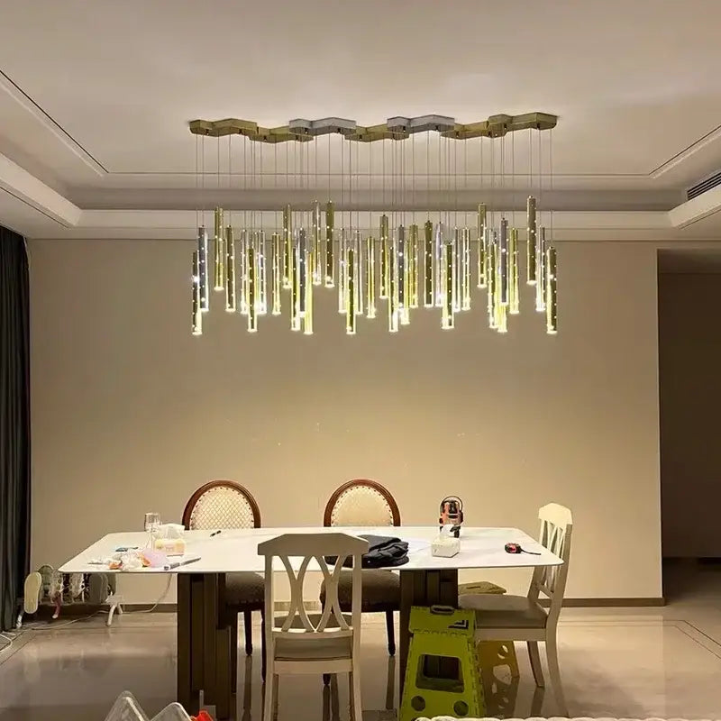 Gold LED Pendant Chandelier 30-Tube Design