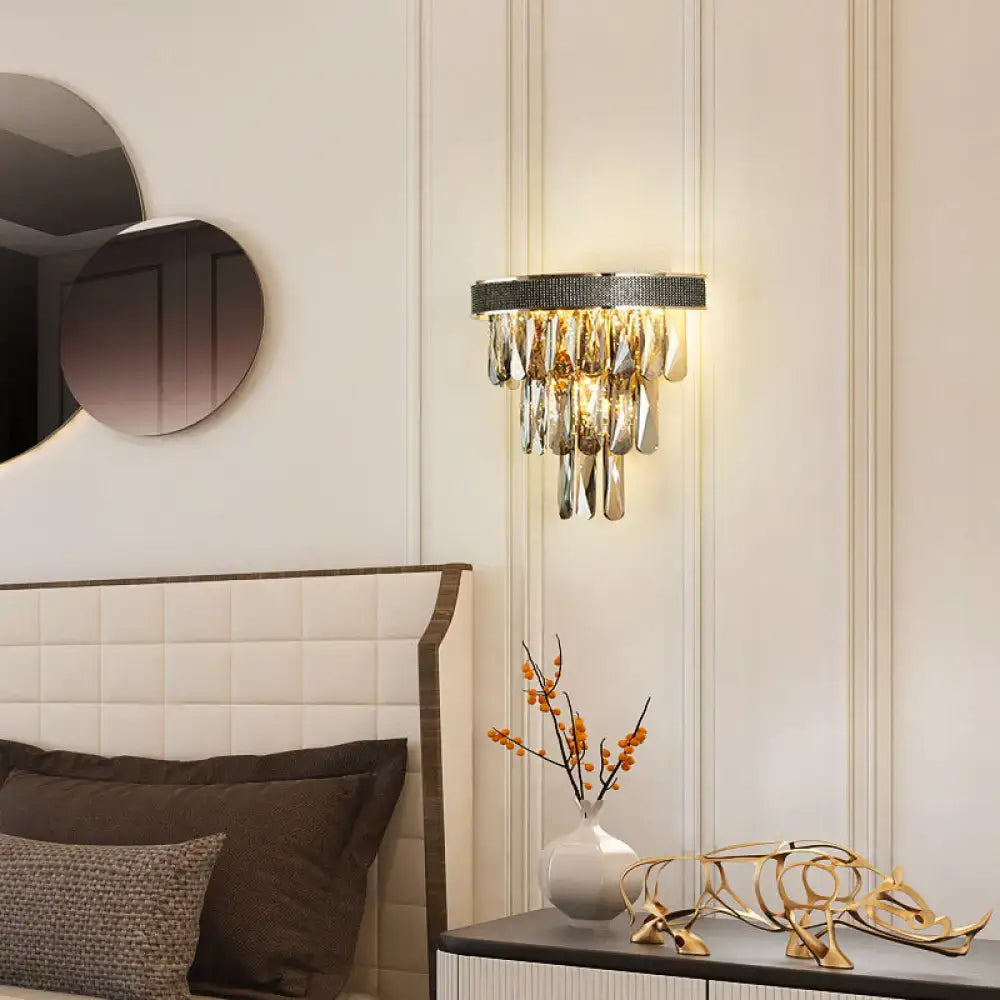 Gold Crystal Block Lamp Smoke Gray Compact