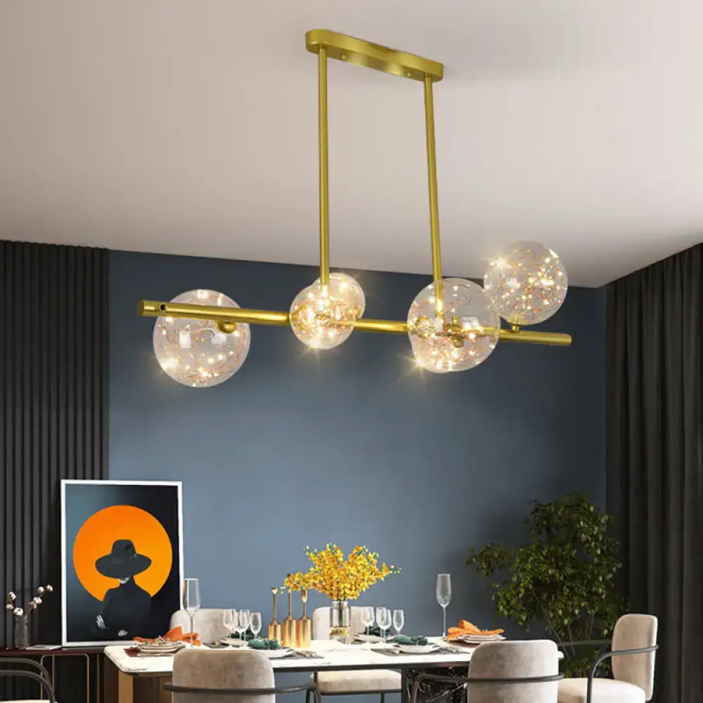 Gold Glass Sphere Chandelier