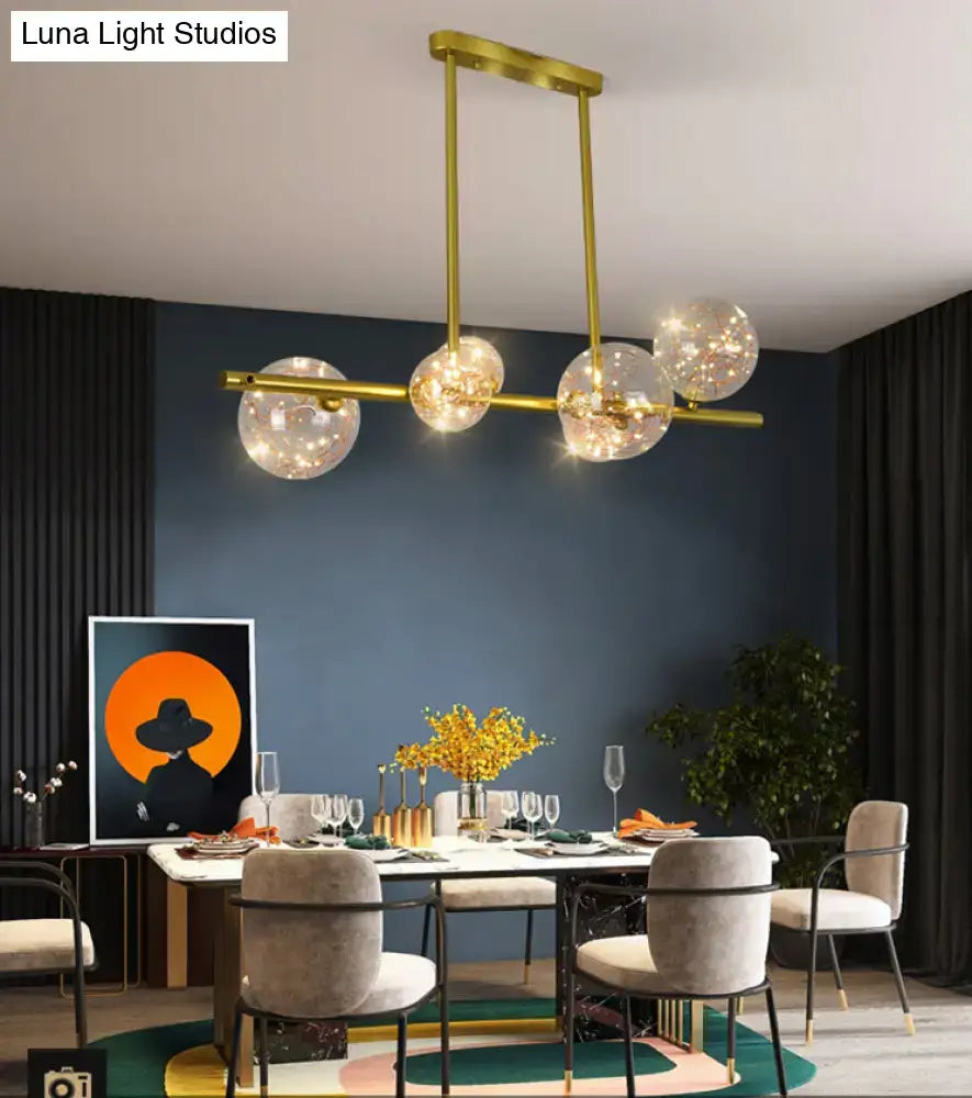 Gold Glass Sphere Chandelier