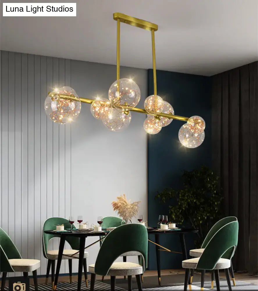 Gold Glass Sphere Chandelier