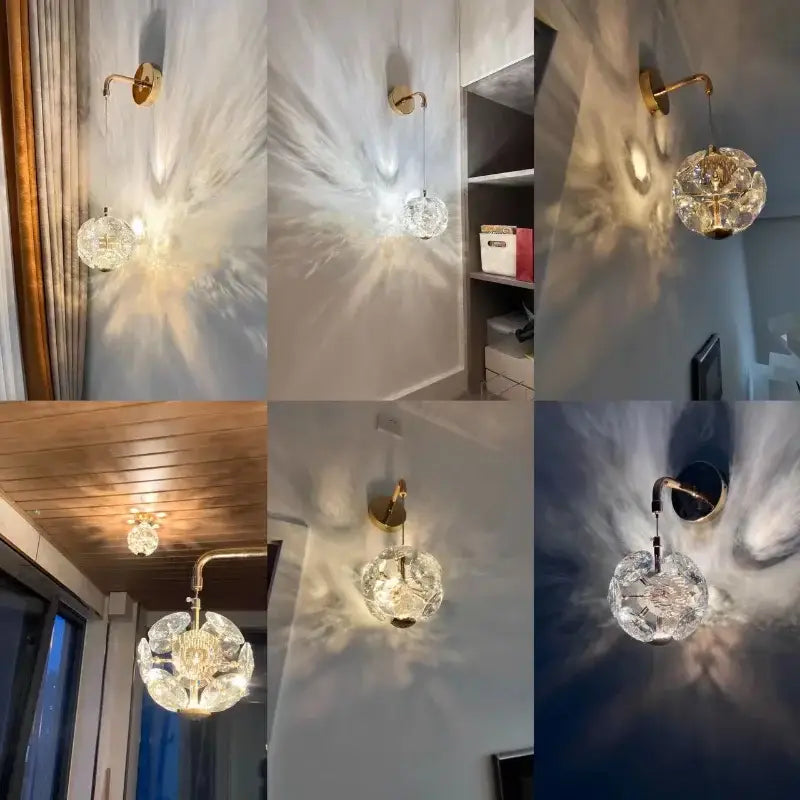 Gold Crystal Bedroom Pendant Light