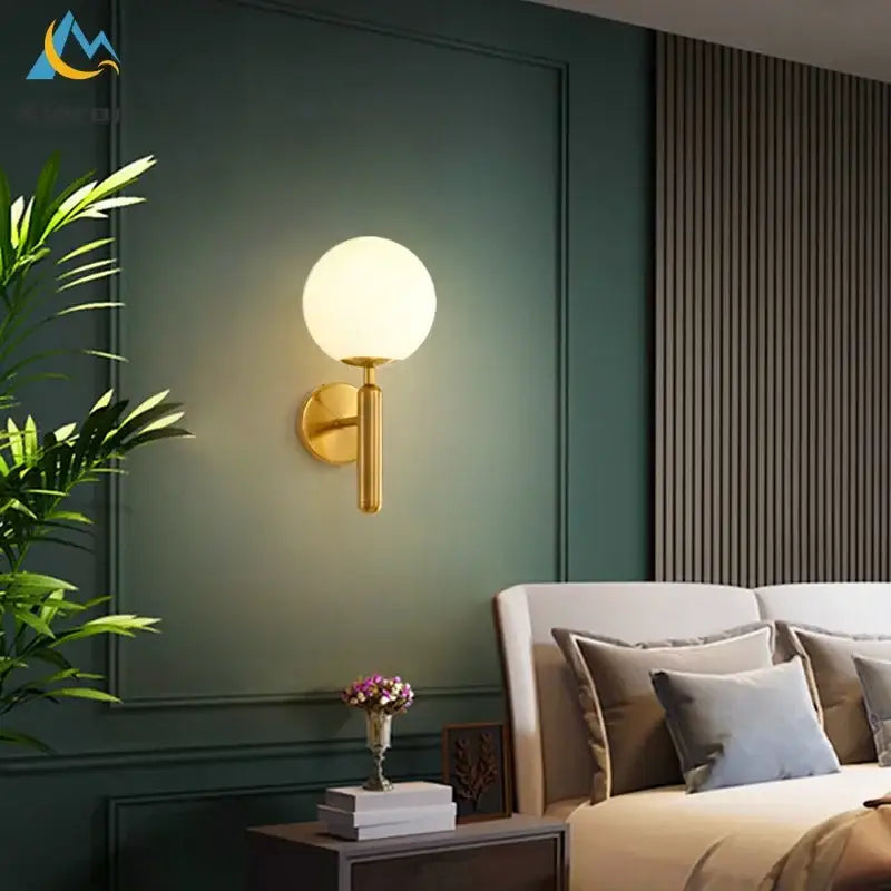 Gold Frosted Glass Bedroom Sconce