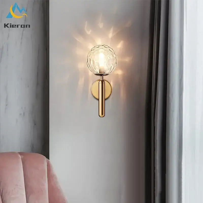 Gold Frosted Glass Bedroom Sconce