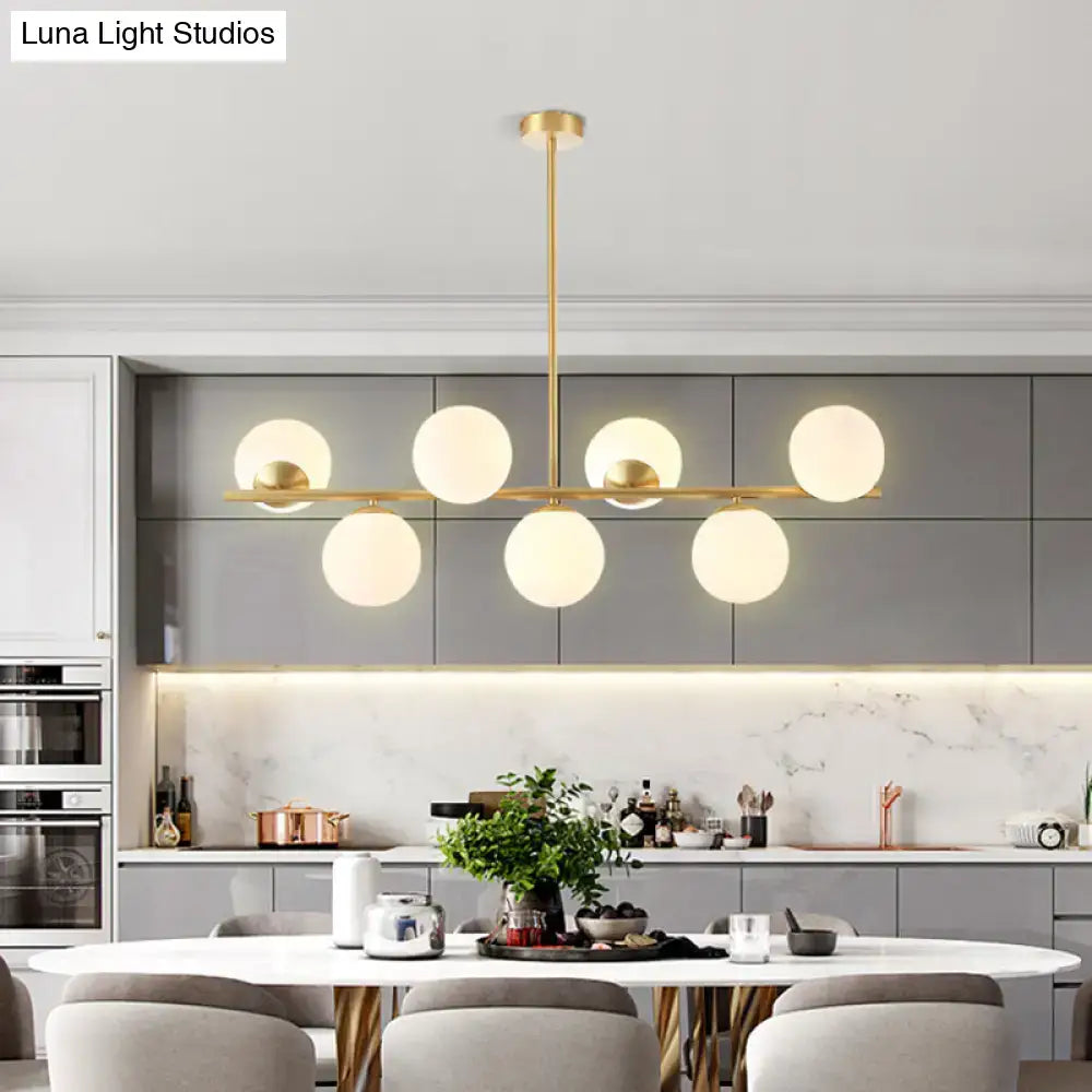 Gold Glass Mid-Century Spherical Island Pendant