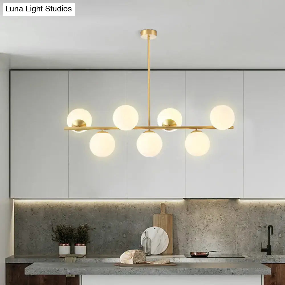 Gold Glass Mid-Century Spherical Island Pendant