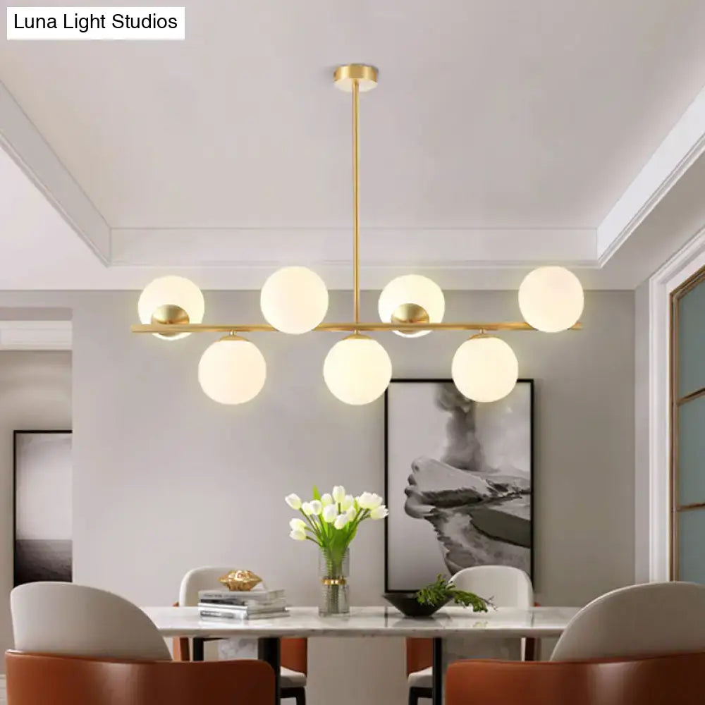 Gold Glass Mid-Century Spherical Island Pendant